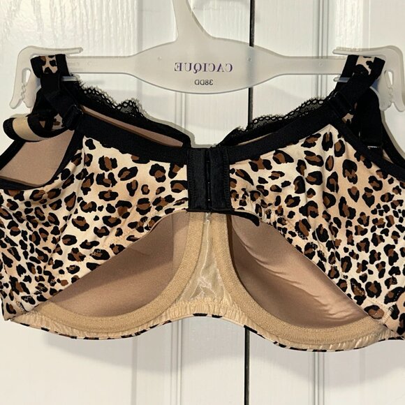 NEW Cacique 38DD Lightly Lined Lace trim balconette Bra, leopard print - Picture 6 of 9